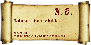 Mahrer Bernadett névjegykártya